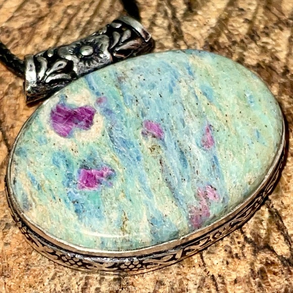 Thick Bail- Ruby Fuchsite Pendant 1 1/2”x 1 1/2” - Picture 7 of 11